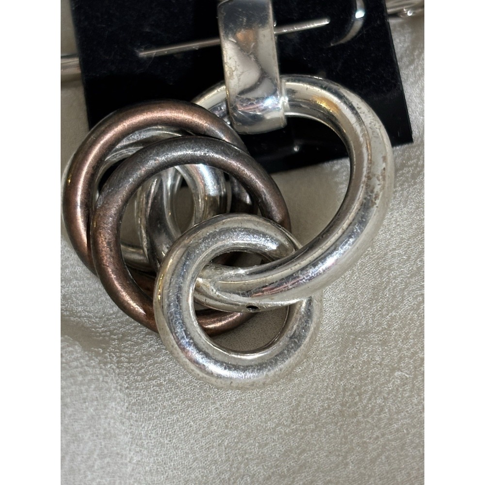 Four CIRCLE PENDANT Silver And Brass Tone - Picture 3 of 5